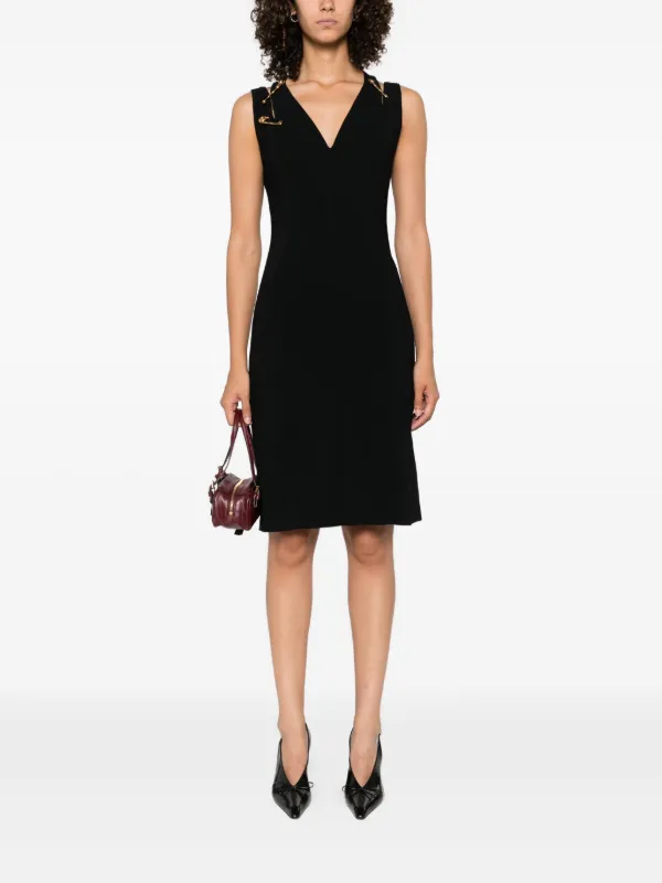 【送料&関税込】Versace safety Pin Midi Dress Safety Pin gathered jersey midi dress in red - Versace