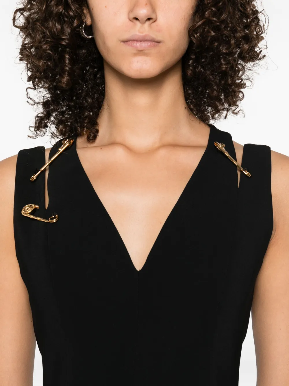 Versace safety-pin detail midi dress Zwart