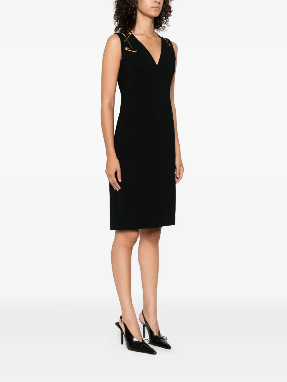 Versace safety-pin detail midi dress Zwart