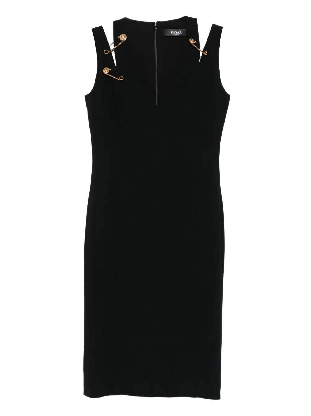 Versace safety-pin detail midi dress Zwart