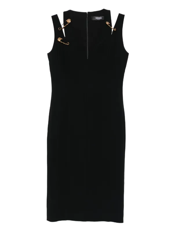【送料&関税込】Versace safety Pin Midi Dress Safety Pin Knit Slip Midi Dress | VERSACE US