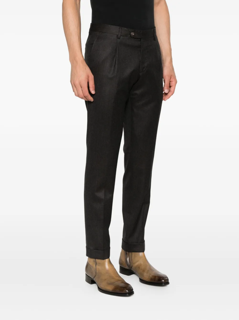 Barba Napoli geplooide wollen broek Bruin