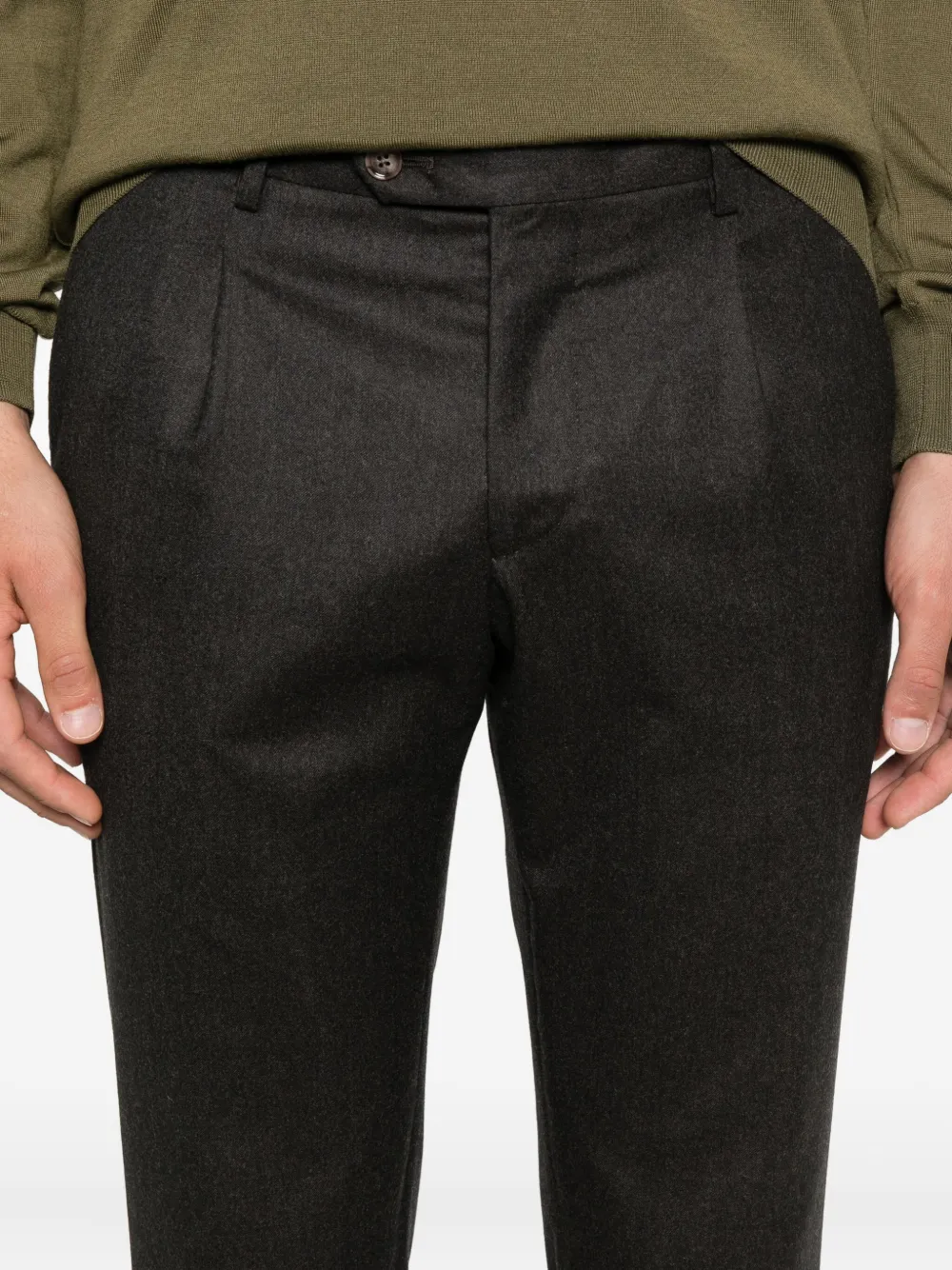 Barba Napoli geplooide wollen broek Bruin