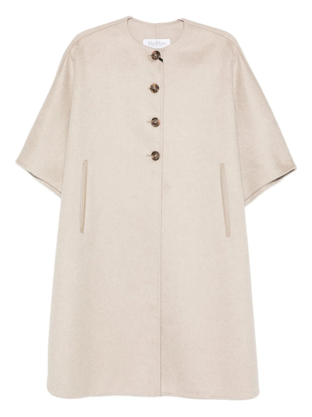 Max Mara Button-fastening Cashmere Cape Coat In Neutral