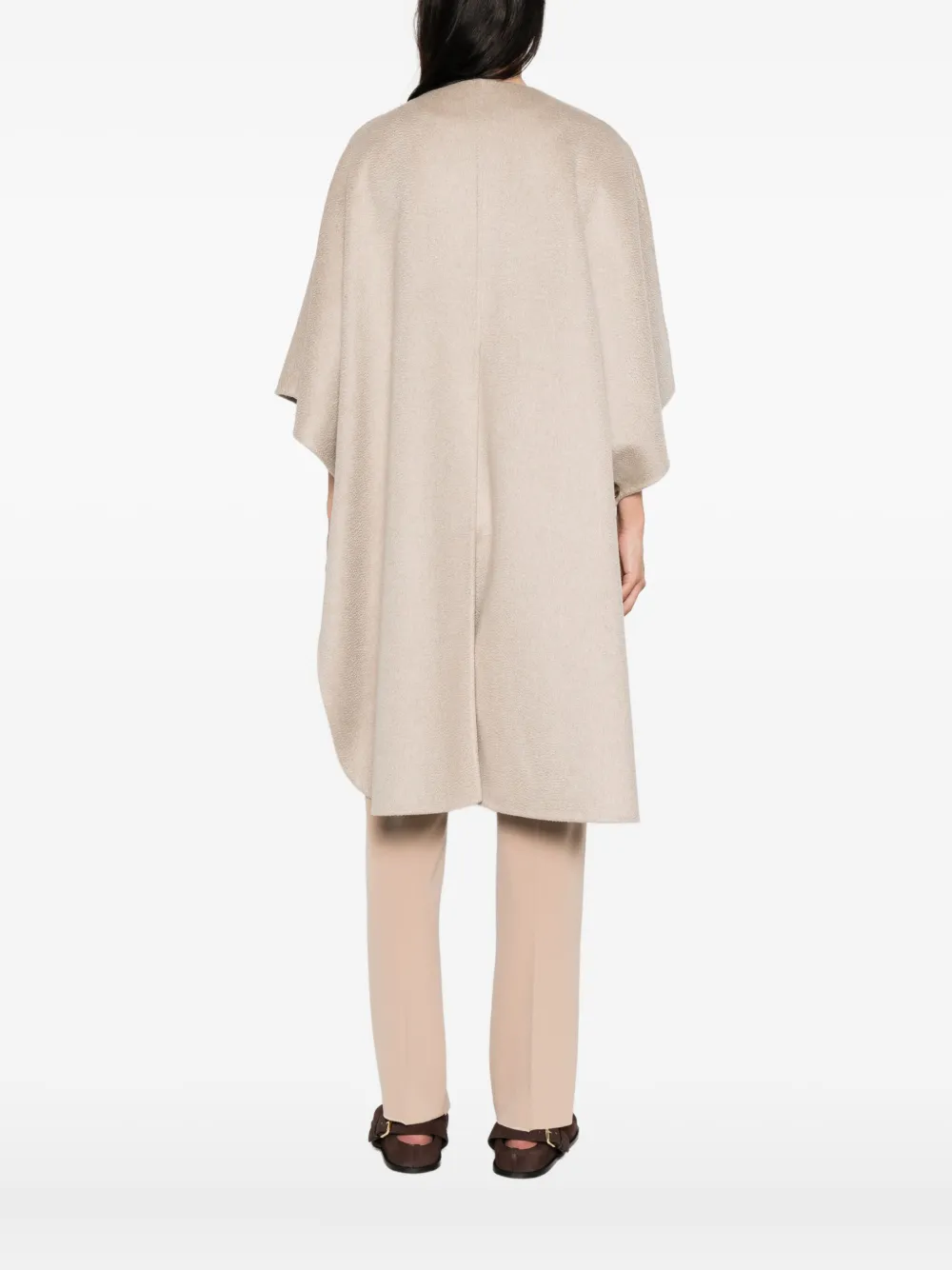 Max Mara button-fastening cashmere cape coat Beige