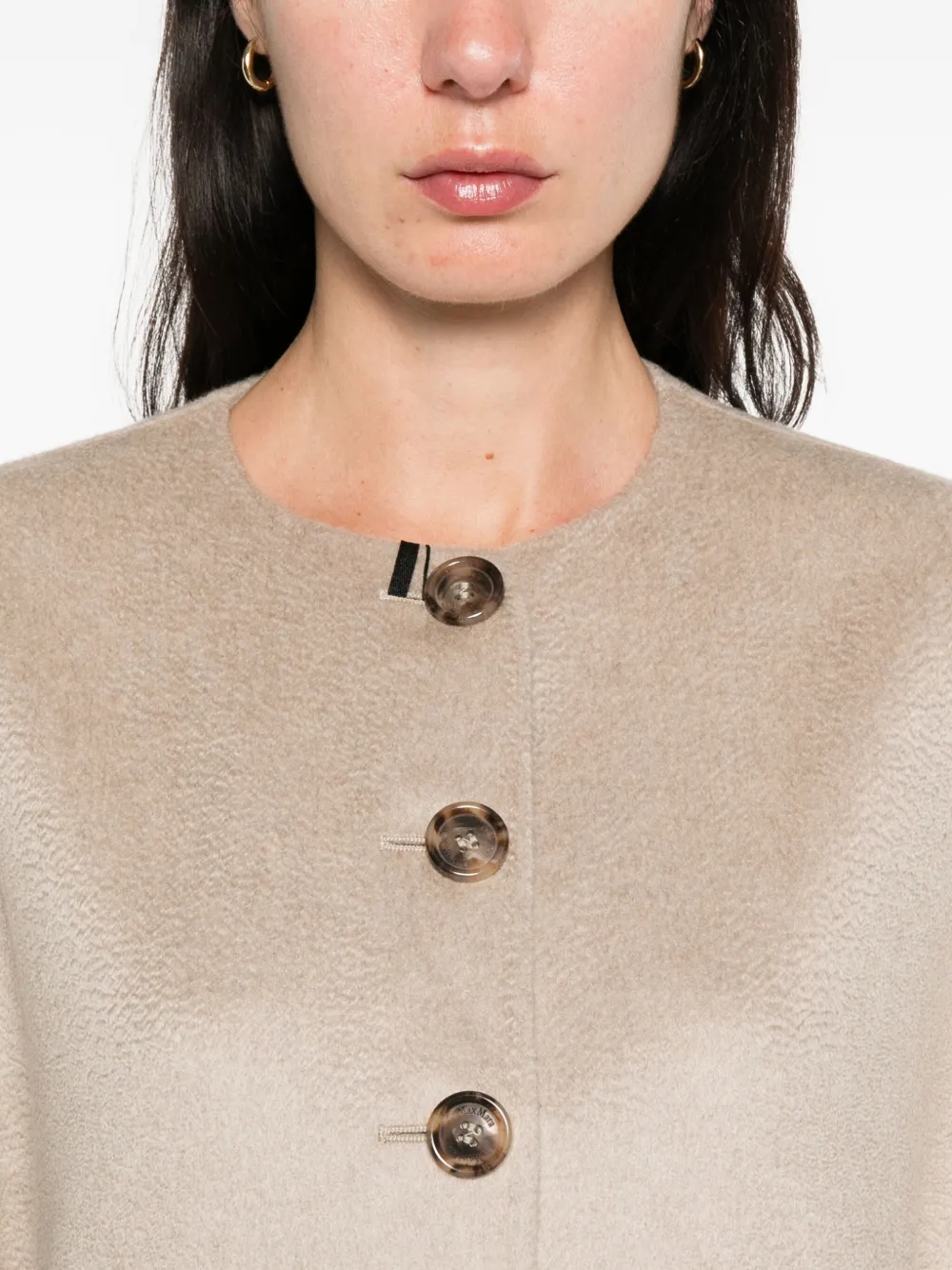 Max Mara button-fastening cashmere cape coat Beige