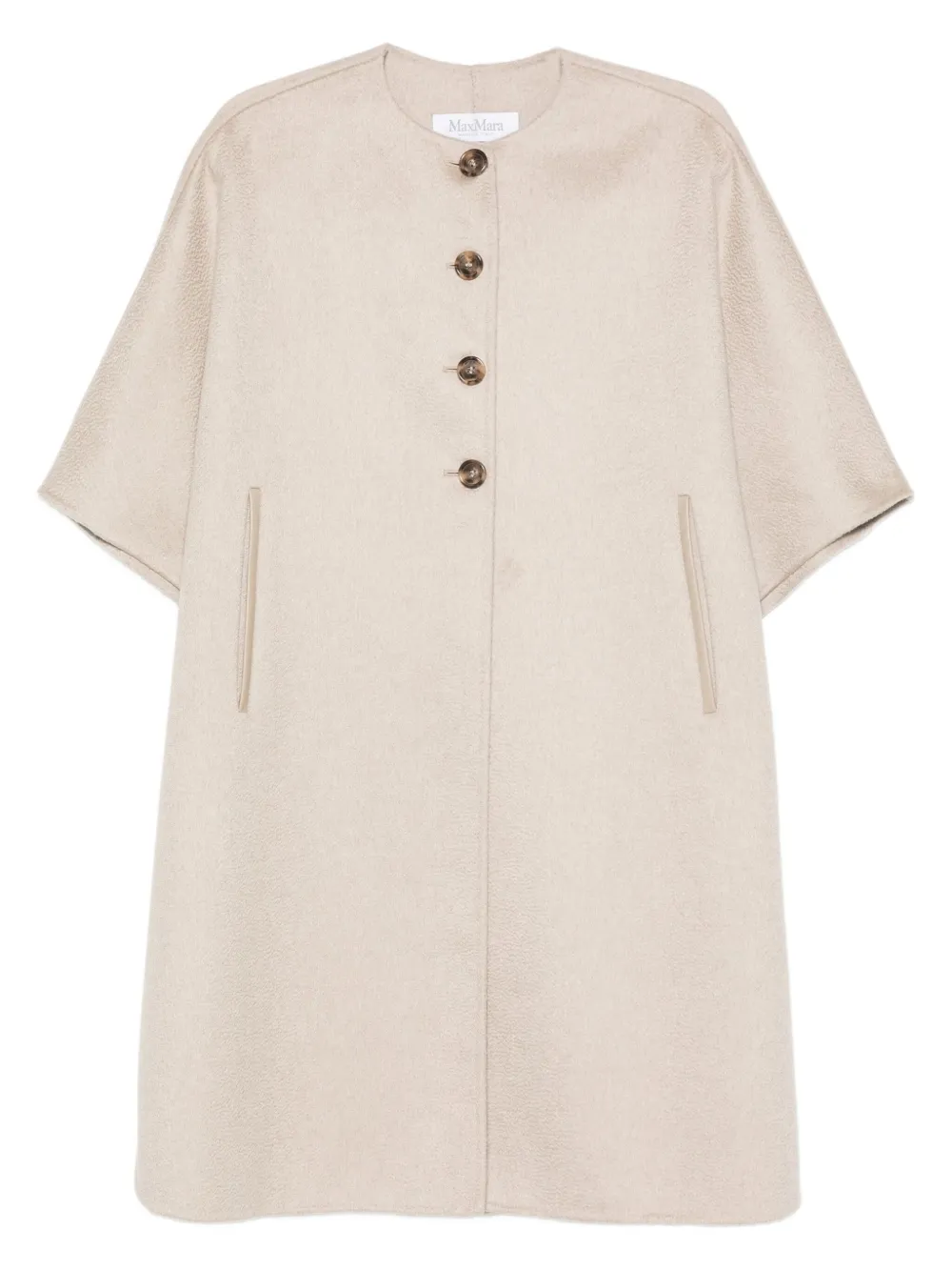 Max Mara button-fastening cashmere cape coat | Neutrals | Image 1