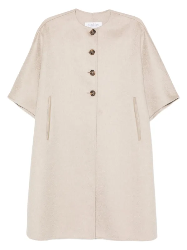 Max Mara Button-fastening Cashmere Cape Coat in Neutrals