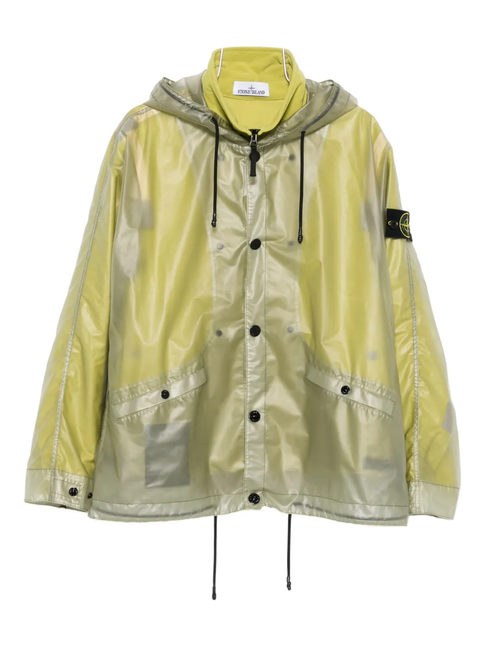 Stone Island hooded transparent raincoat | Green | Image 1