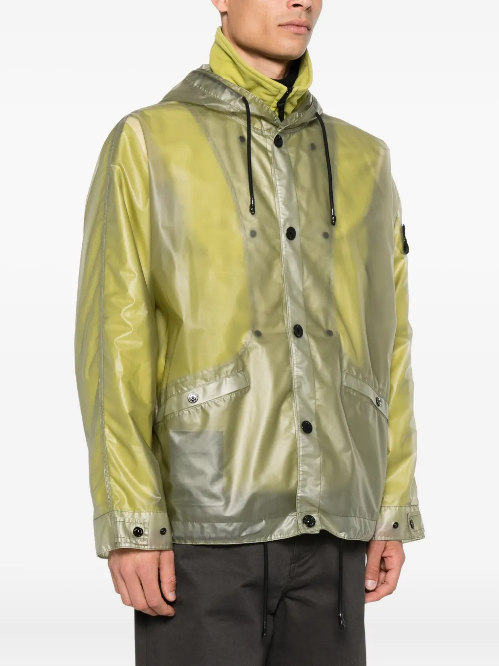 Stone Island Two-tone Fern-coloured Jacket In Translucent Polyurethane Men In Yellow