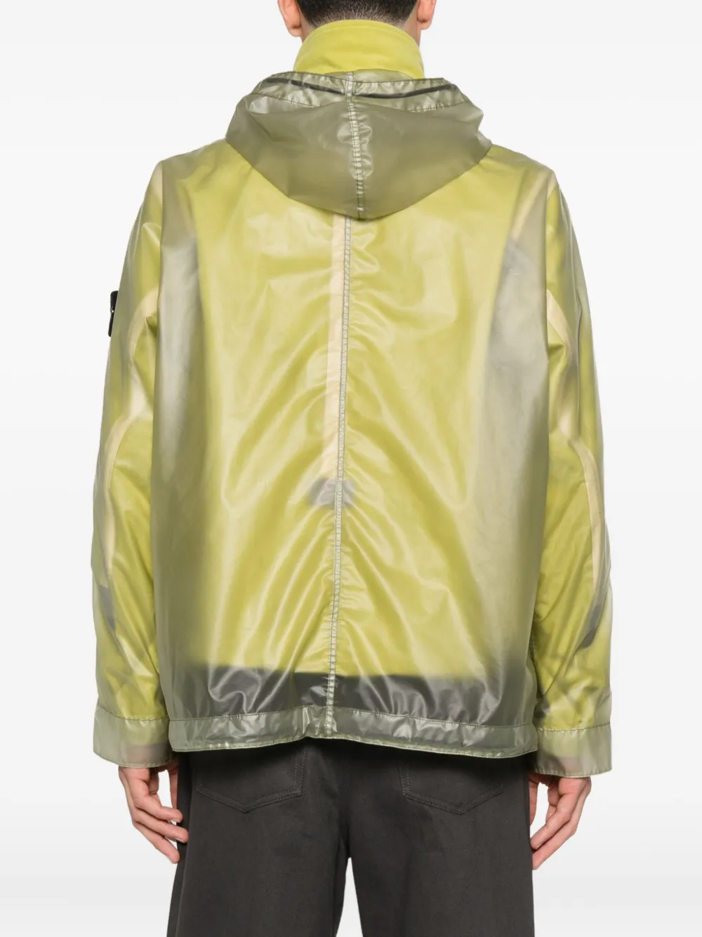 Stone Island Two-tone Fern-coloured Jacket In Translucent Polyurethane Men In Yellow