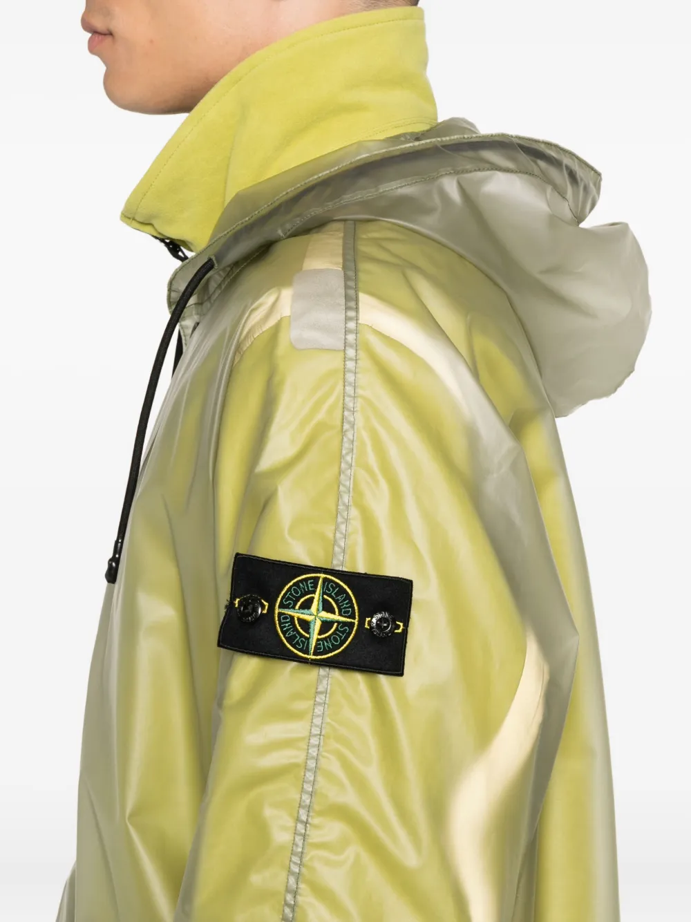 Stone Island Two-tone Fern-coloured Jacket In Translucent Polyurethane Men In Yellow