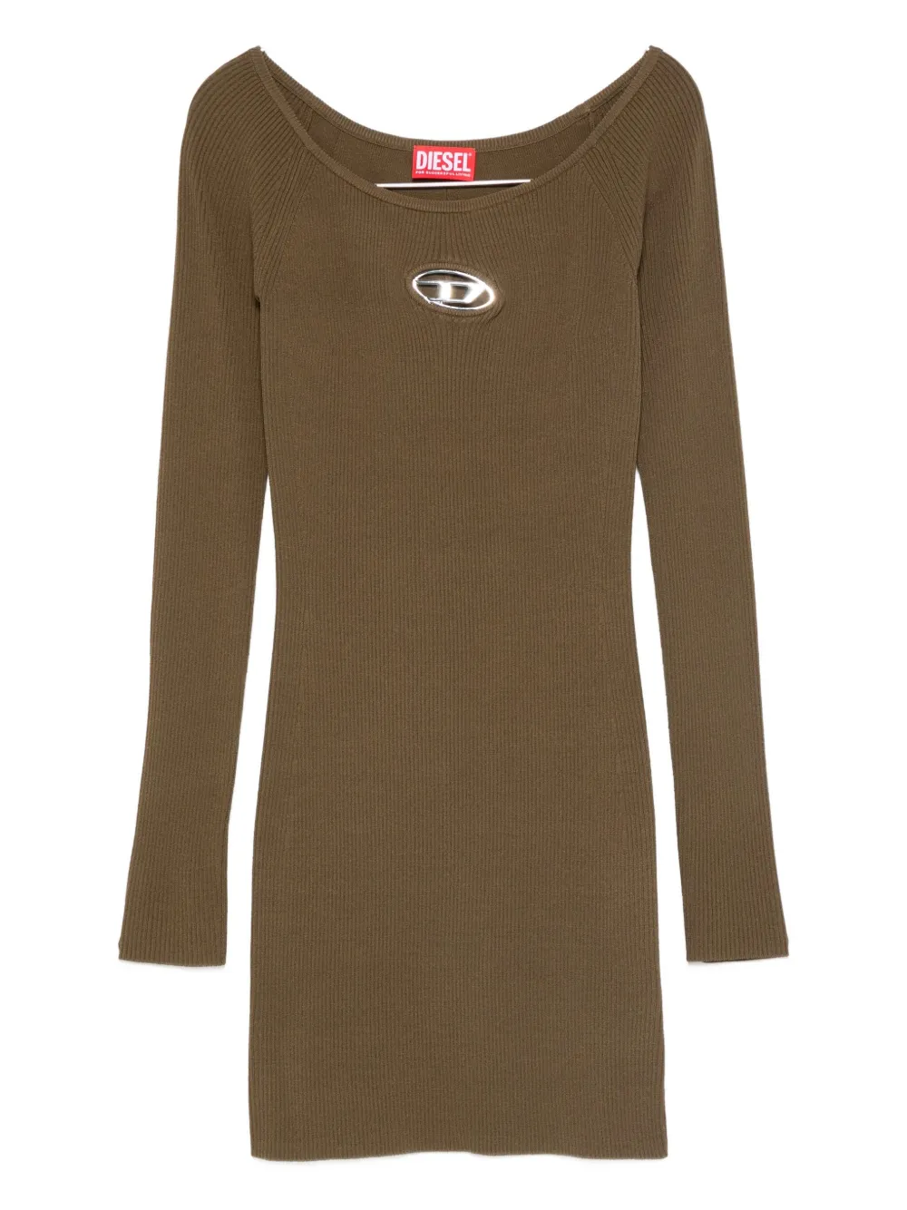 Diesel ribbed logo-detail dress Groen