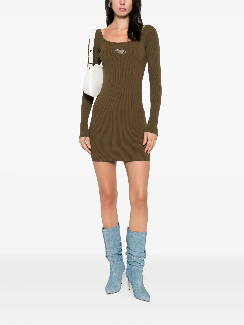 Diesel ribbed logo-detail dress Groen