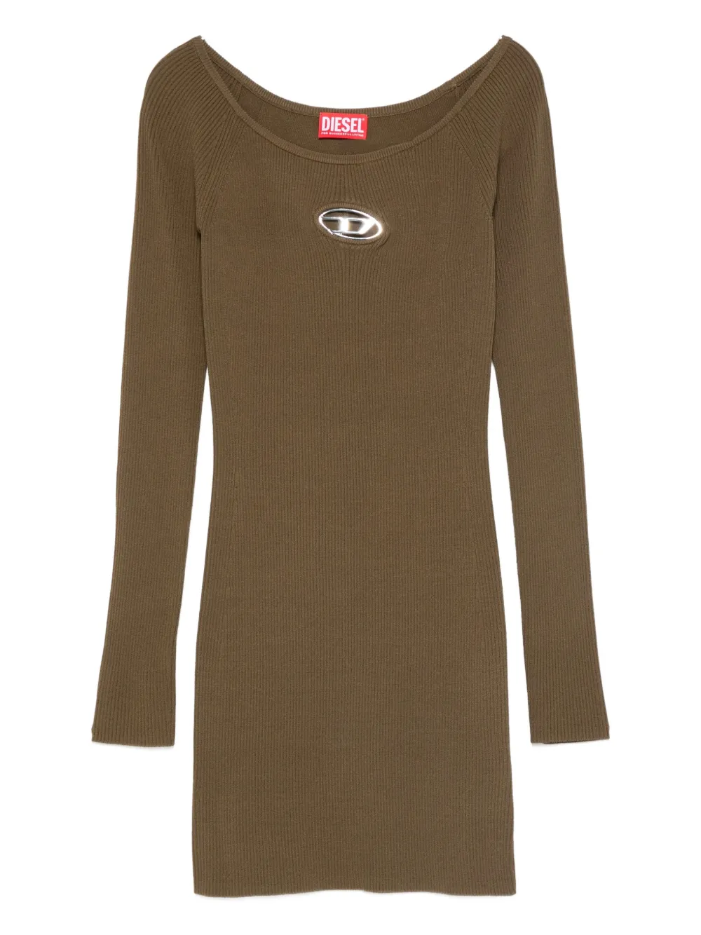 Diesel ribbed logo-detail dress Groen