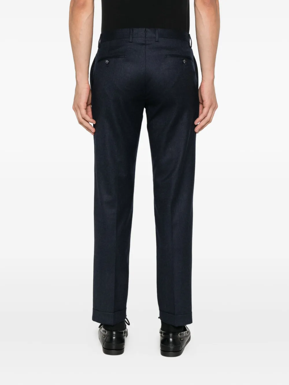 Barba Napoli Mare Wollen broek met cuffs Blauw