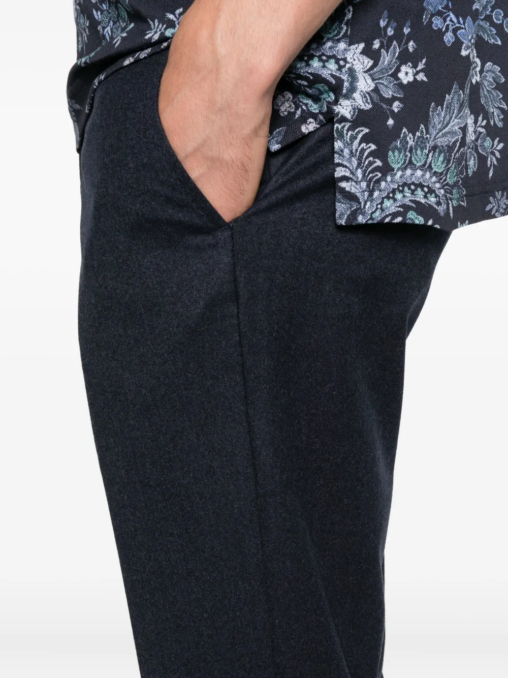 Barba Napoli Mare Wollen broek met cuffs Blauw