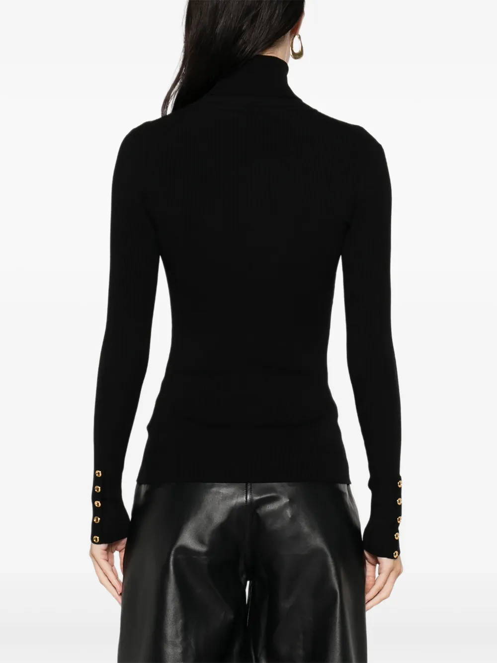 Elisabetta Franchi ribbed turtleneck embellished sweater Zwart