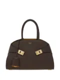Ferragamo Gancini clasp leather tote bag - Brown