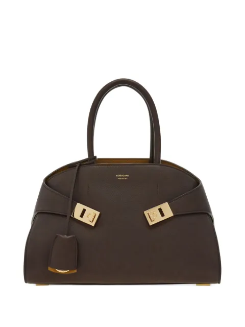 Ferragamo Gancini clasp leather tote bag