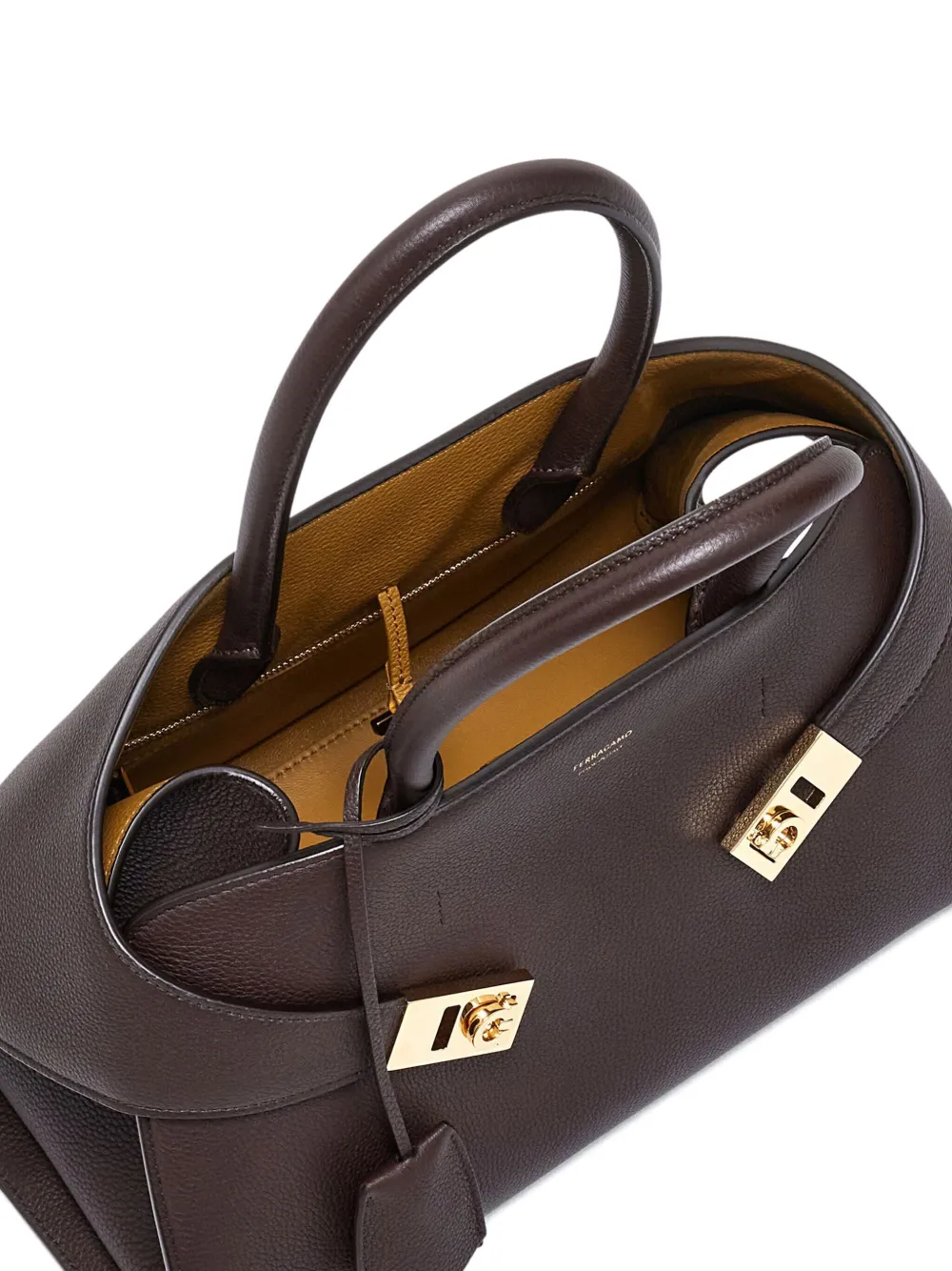 Ferragamo Gancini clasp leather tote bag Bruin