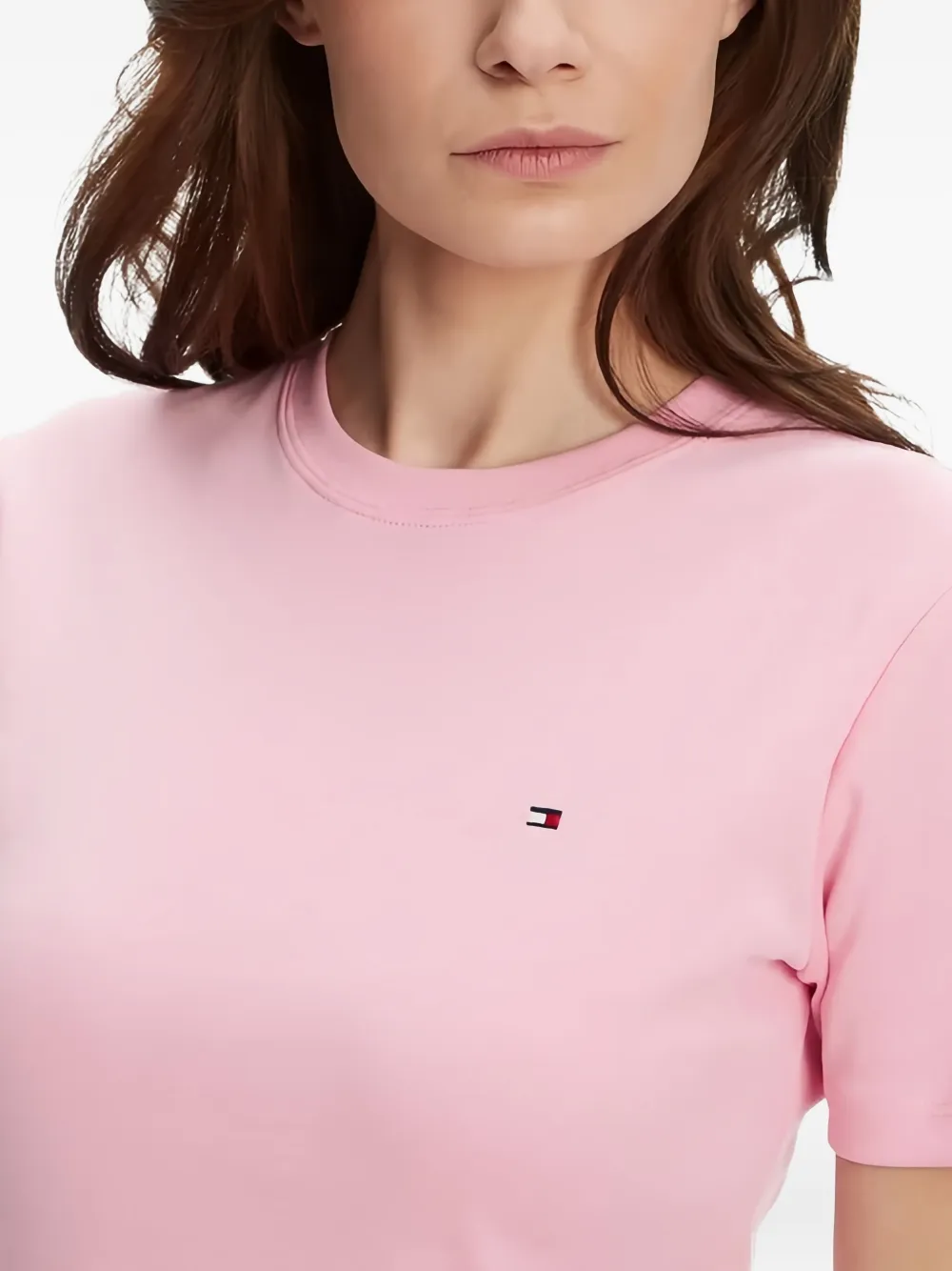 Tommy Hilfiger Embroidered-logo Cotton T-shirt In Pink