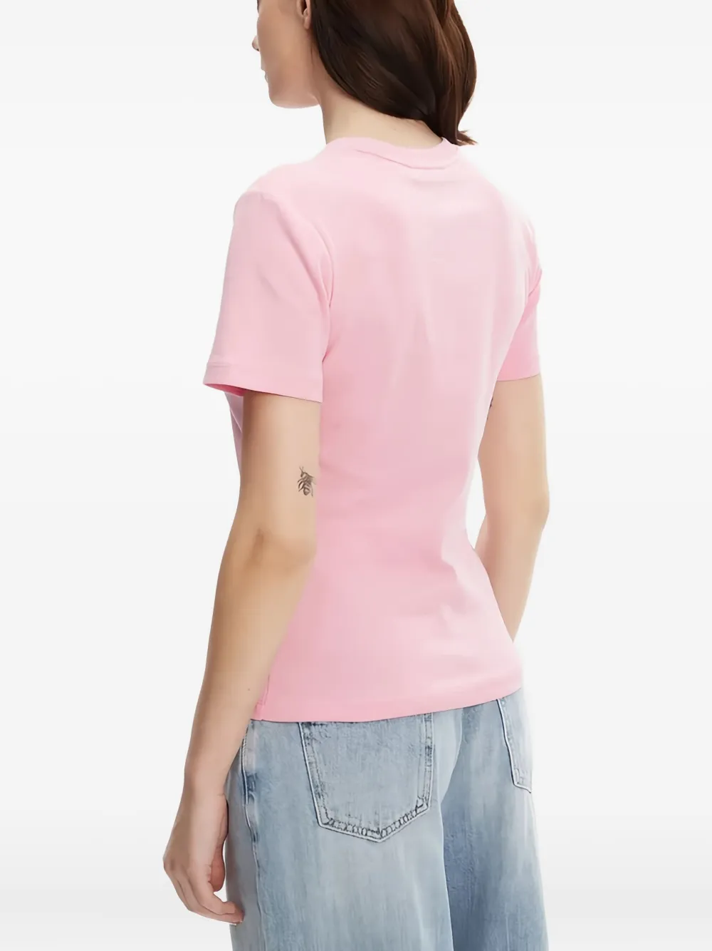 Tommy Hilfiger Embroidered-logo Cotton T-shirt In Pink