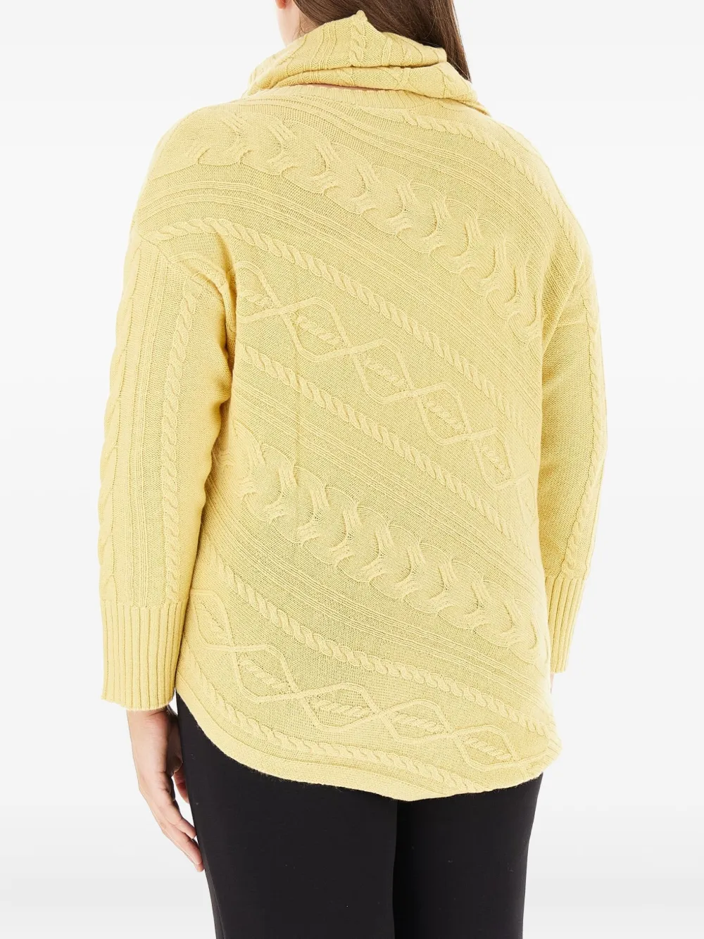  Elena Miro` Cable-knit High-neck Sweater - Yellow 