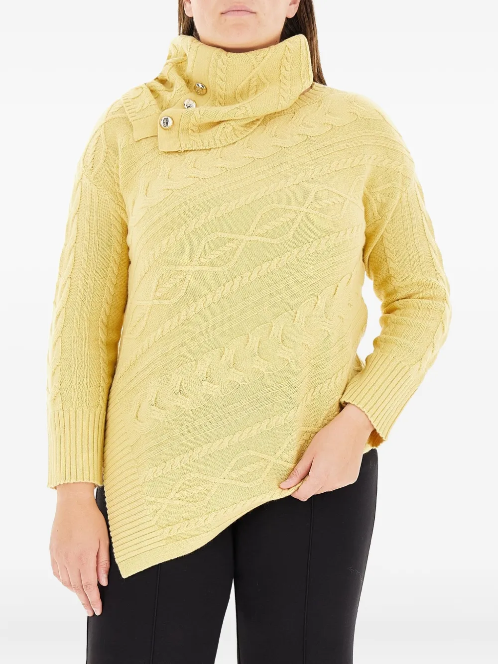 ELENA MIRO` cable-knit high-neck sweater | Yellow | Image 1