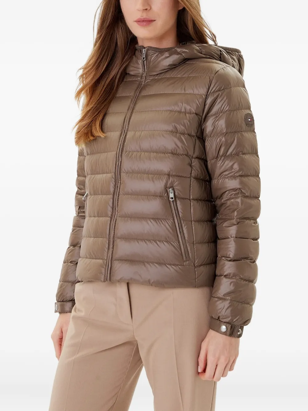 Tommy Hilfiger Hooded Quilted Jacket In Brown