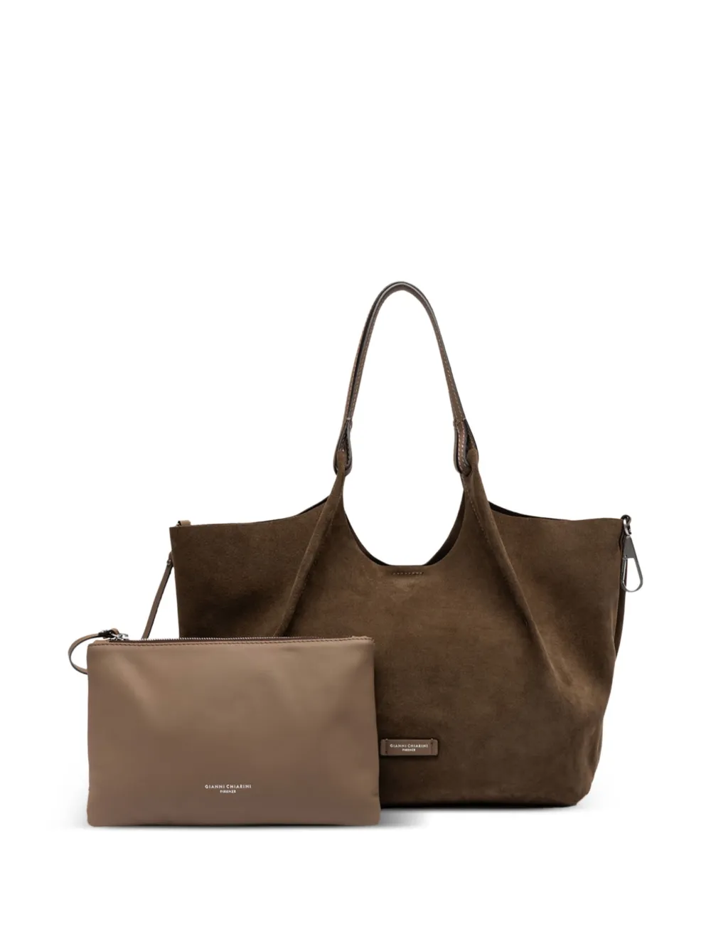 GIANNI CHIARINI Dua suede shoulder bag Bruin