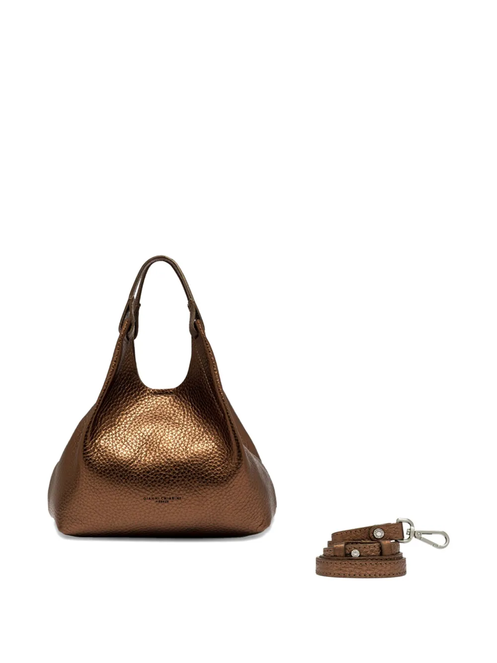 GIANNI CHIARINI Dua metallic-effect leather tote bag Bruin