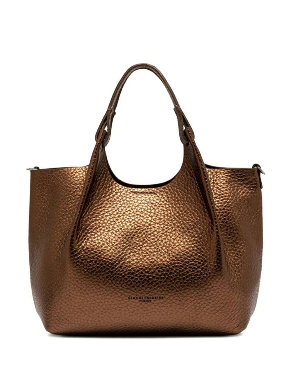 GIANNI CHIARINI Dua metallic-effect leather tote bag Bruin