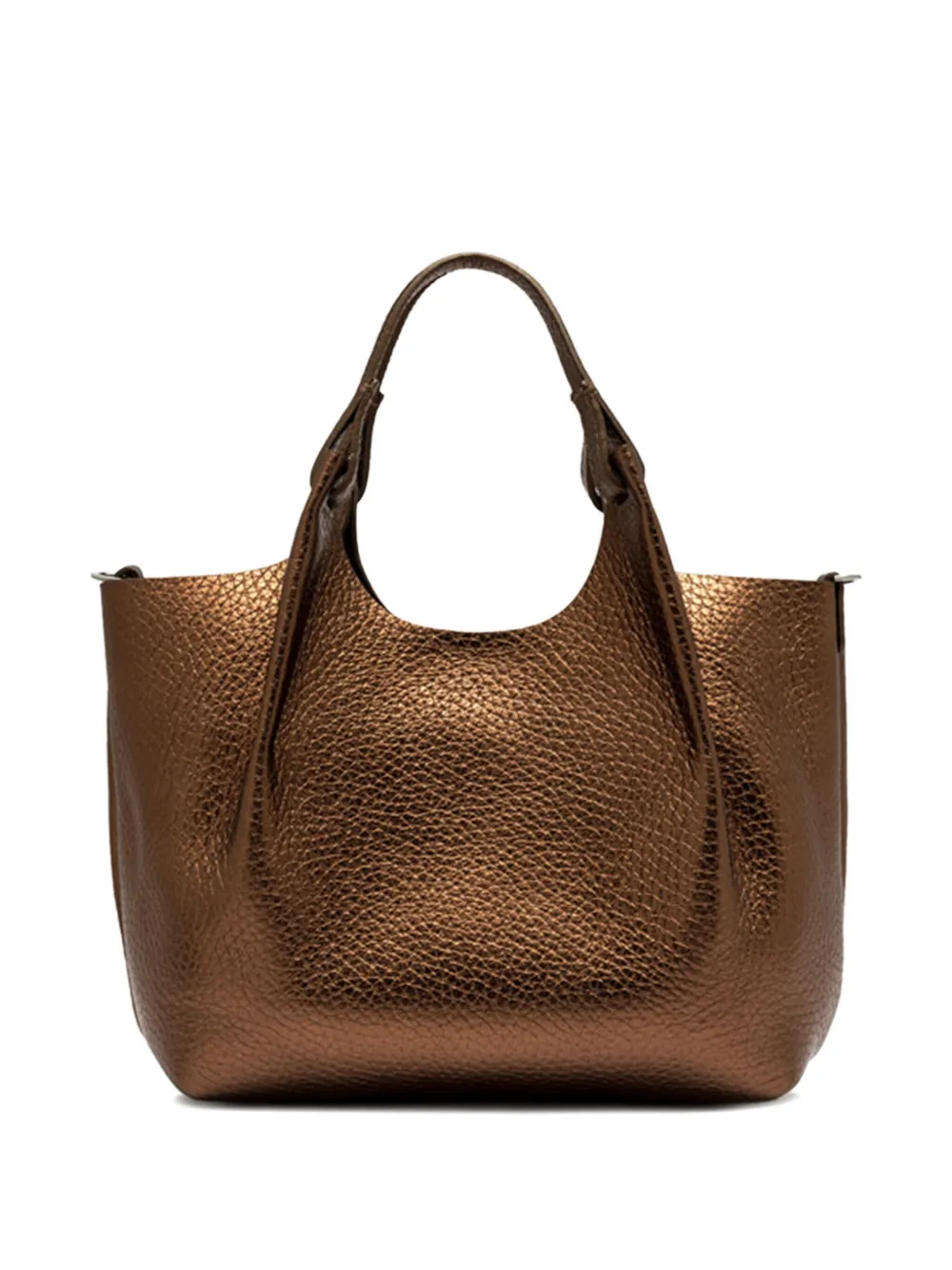 GIANNI CHIARINI Dua metallic-effect leather tote bag Bruin