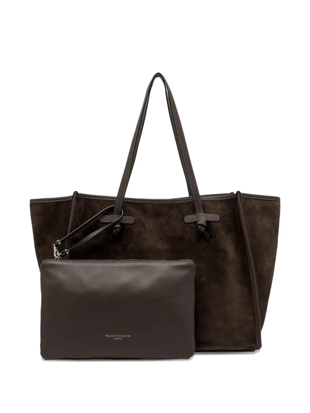 Gianni Chiarini Marcella Knotted Suede Tote Bag In Brown