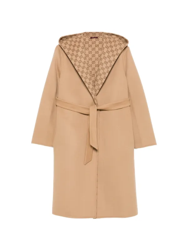Gucci Reversible GG Silk Wool Blend Coat in Brown