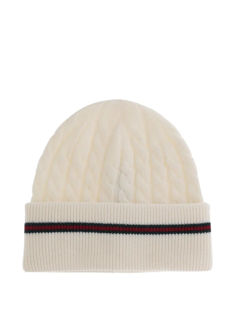 Gucci Cable-knit Striped Beanie In White