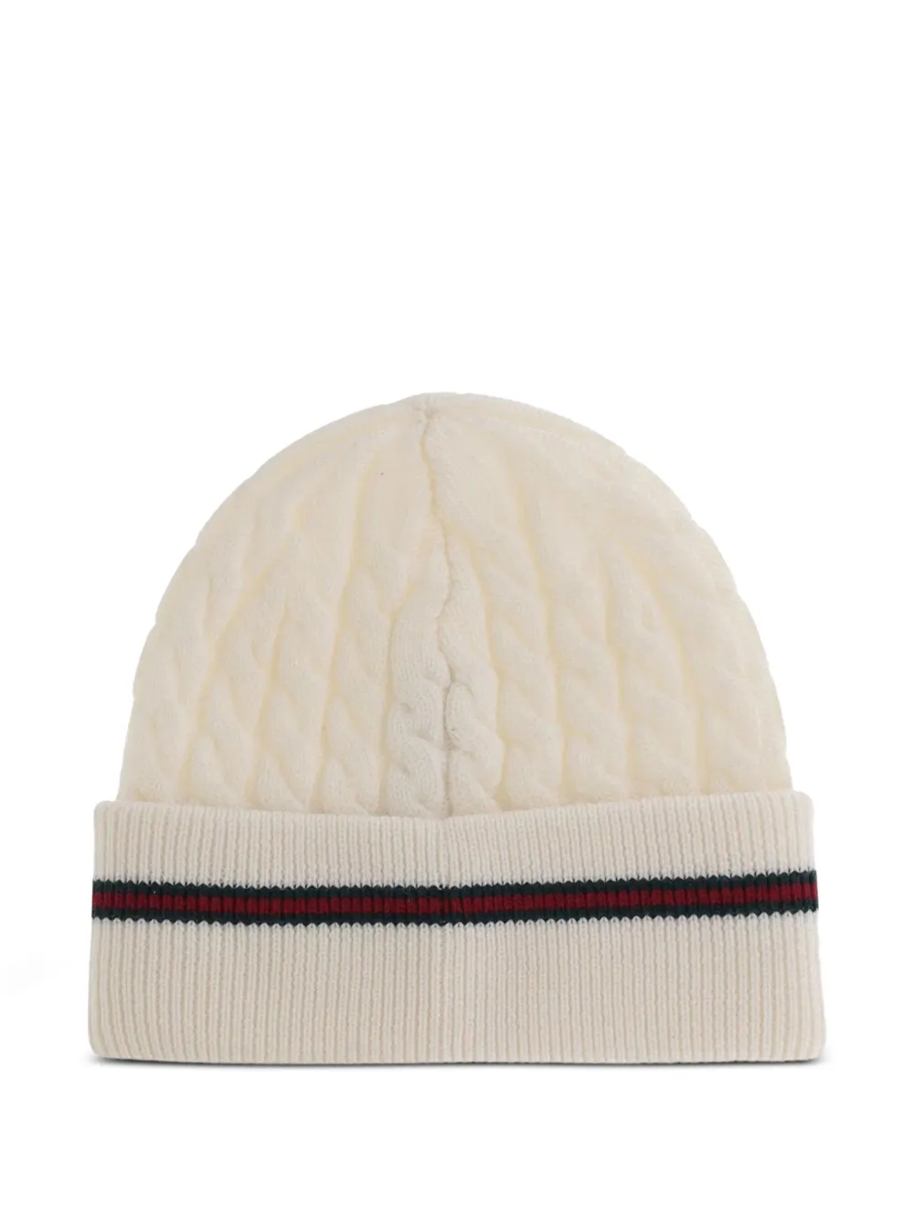 Gucci Kids Kabelgebreide gestreepte muts Beige