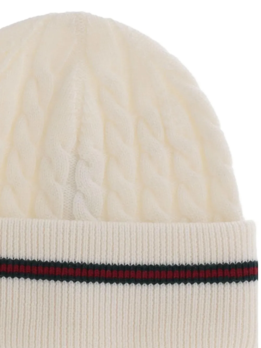 Gucci Kids Kabelgebreide gestreepte muts Beige