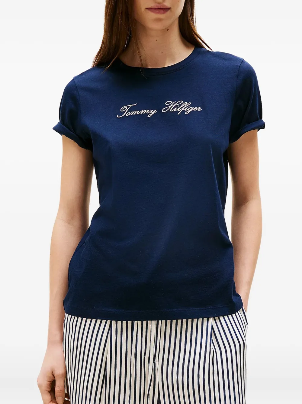 Tommy Hilfiger Katoenen T-shirt met geborduurd logo Blauw