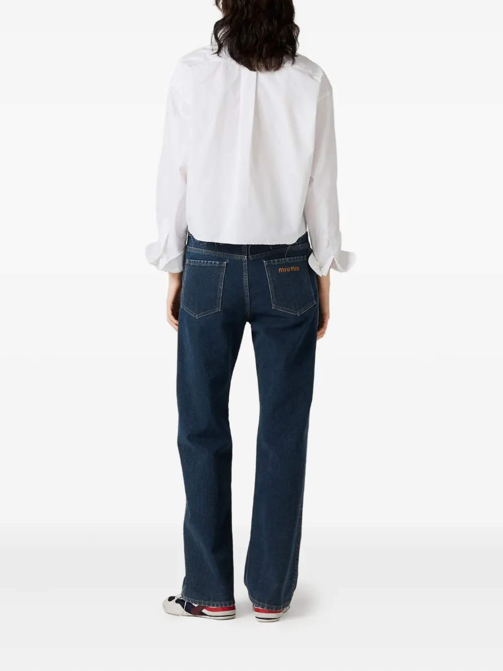 Miu Popeline katoenen blouse Wit