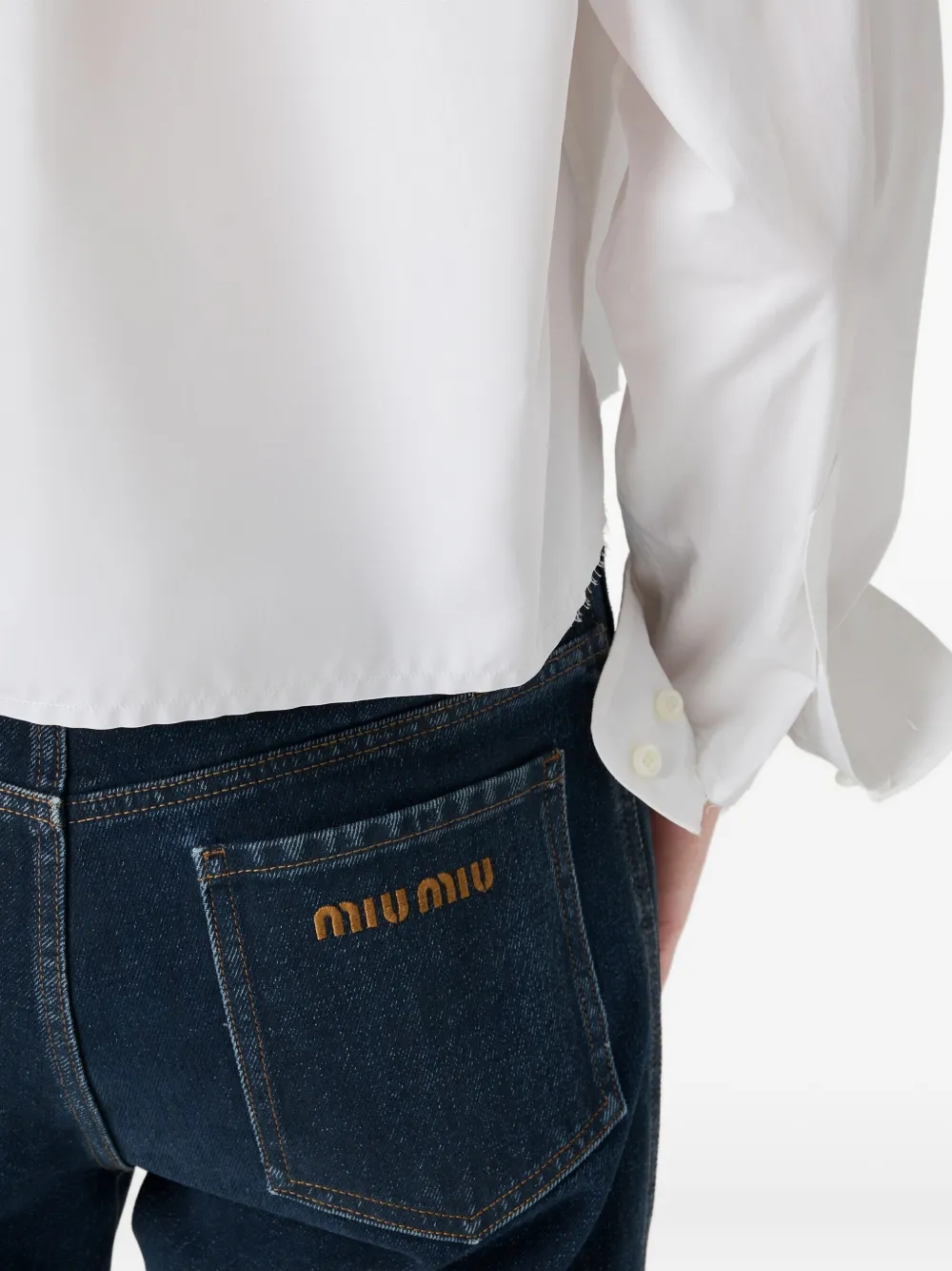 Miu Popeline katoenen blouse Wit