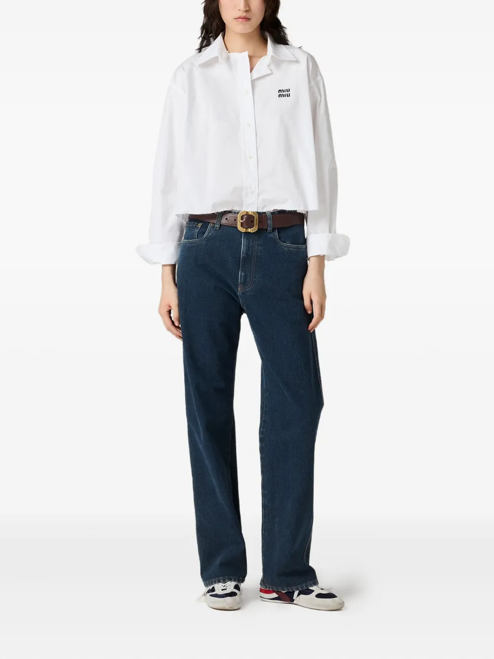 Miu Popeline katoenen blouse Wit