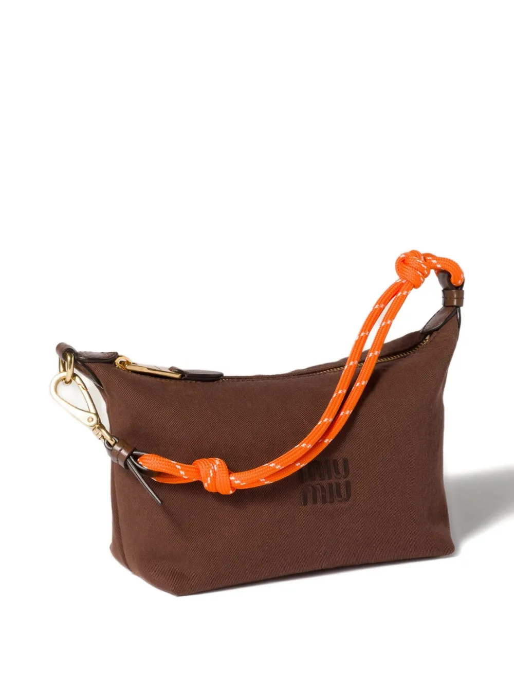Miu Gabardine kleine tas met logo Bruin