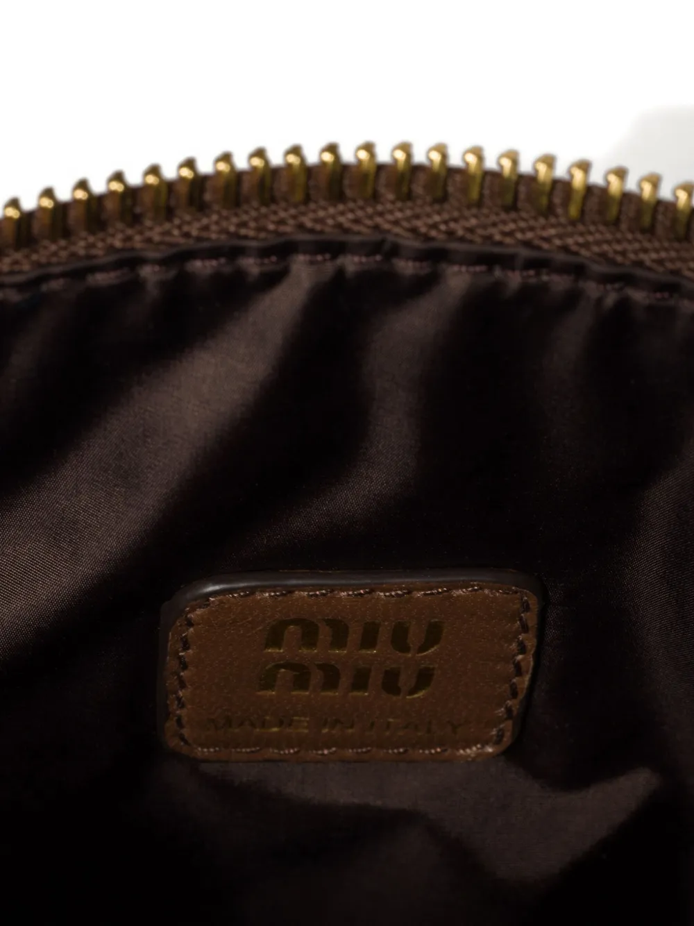 Miu Gabardine kleine tas met logo Bruin