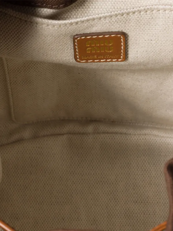 Miu Miu Canvas And Leather Backpack | Brown | FARFETCH