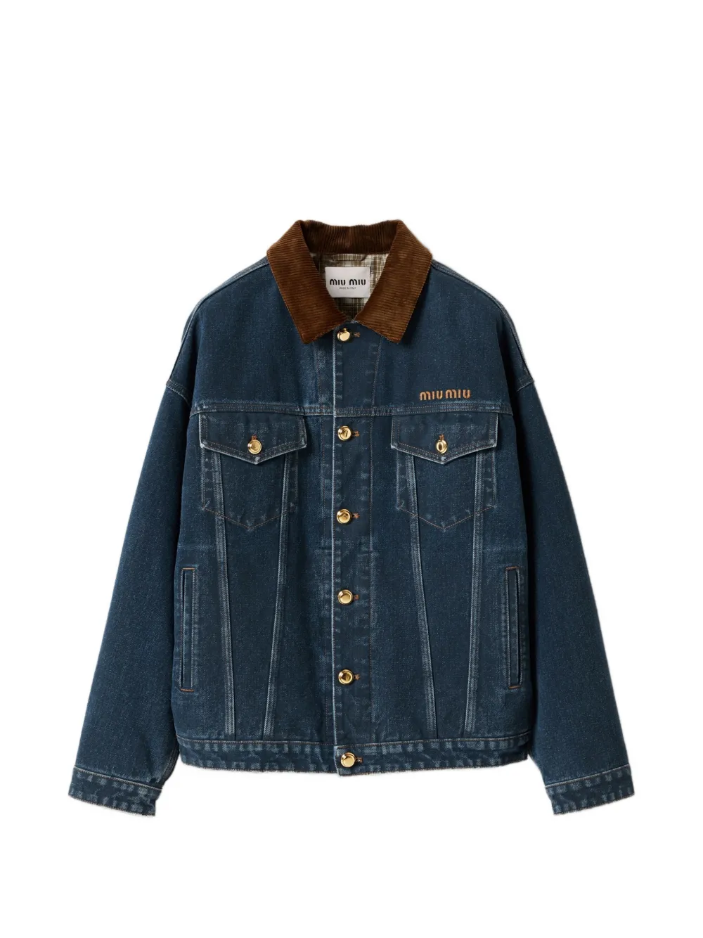Miu Miu velvet-collar Denim Jacket | Blue | FARFETCH