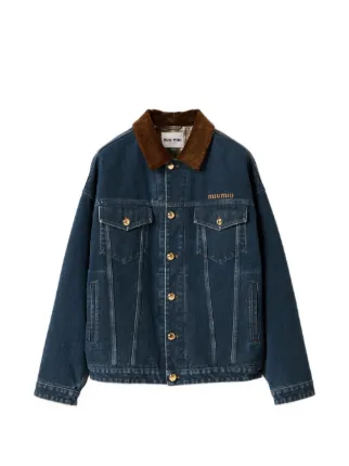 Miu Miu velvet-collar Denim Jacket | Blue | FARFETCH