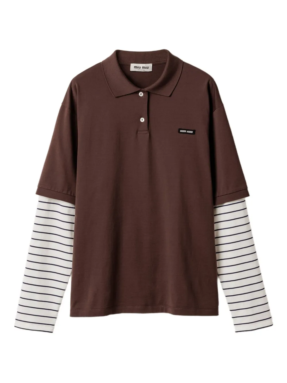 Miu Poloshirt met gestreepte mouwen Bruin