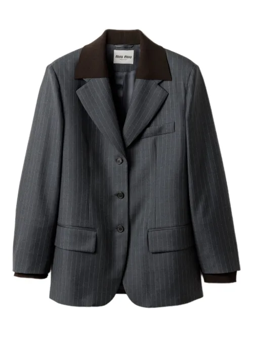 Blazer à revers double et fines rayures - Miu Miu - Modalova